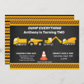 トラック、トラック、その他のトラック子供の誕生日 招待状 (正面/裏面)