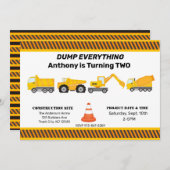 トラック、トラック、その他のトラック子供の誕生日 招待状 (正面/裏面)