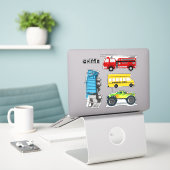 トラック バス 男の子の名前テンプレート ステッカー シール (デスク上のノートパソコン)