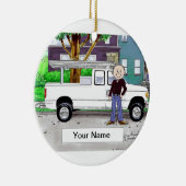 トラック、白男性を取って下さい セラミックオーナメント (右)