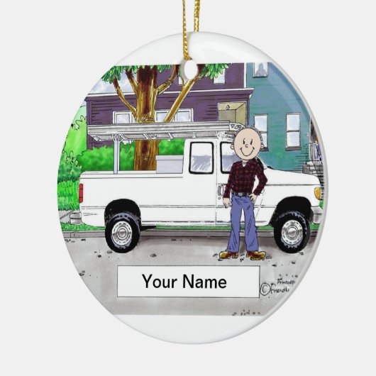 トラック、白男性を取って下さい セラミックオーナメント (左)