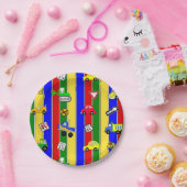 トラック、車、トラクターと交通シンボルや象徴誕生日 ペーパープレート (パーティー)