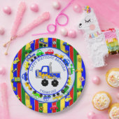 トラック、車、トラクターと交通シンボルや象徴誕生日 ペーパープレート (パーティー)