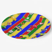 トラック、車、トラクターと交通シンボルや象徴誕生日 ペーパープレート (アングル)