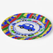 トラック、車、トラクターと交通シンボルや象徴誕生日 ペーパープレート (アングル)