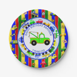 トラック、車、トラクターと交通シンボルや象徴誕生日 ペーパープレート