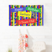 トラック、車、トラクターと交通シンボルや象徴誕生日 横断幕 (インサイチュ)