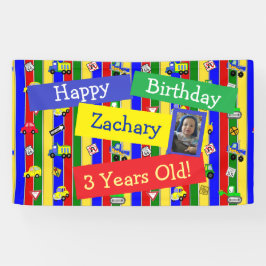 トラック、車、トラクターと交通シンボルや象徴誕生日 横断幕