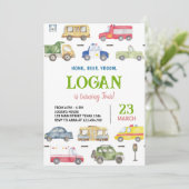 トラック 輸送 バースデー パーティー 招待状 (スタンド正面)