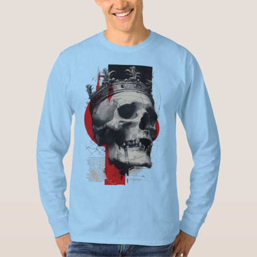 トラッシュポルカクラウン スカル 赤黒 ロングスリーブ Tシャツ (正面)