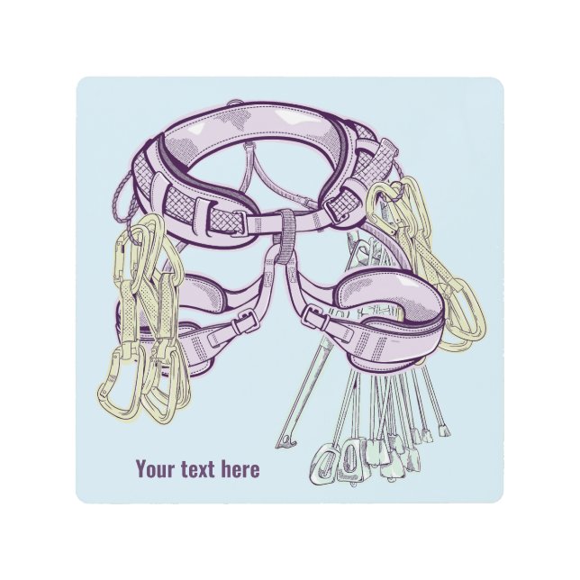 トラッド登山ハーネス及び機器 メタルプリント (正面)