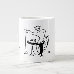 トラップの一定のドラマーの抽象芸術bwのスケッチのデザイン ジャンボコーヒーマグカップ
