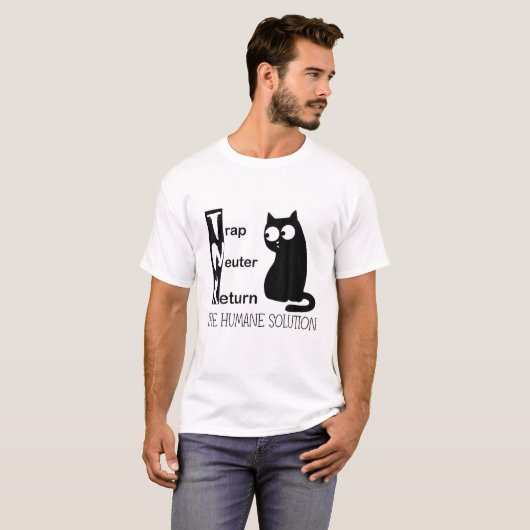 トラップノイターは人道的解決を返す。かわいい猫 Tシャツ (正面フル)