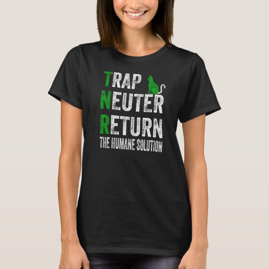 トラップノイターは人道的解決策を返す Tシャツ (正面)