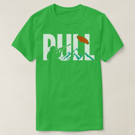 トラップ射撃、 発砲クレイピジョンシューター Tシャツ (デザイン正面)