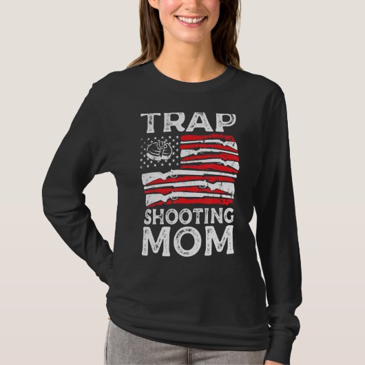 トラップ射撃、 発砲マムガン権利アメリカ国旗の母親' Tシャツ (正面)