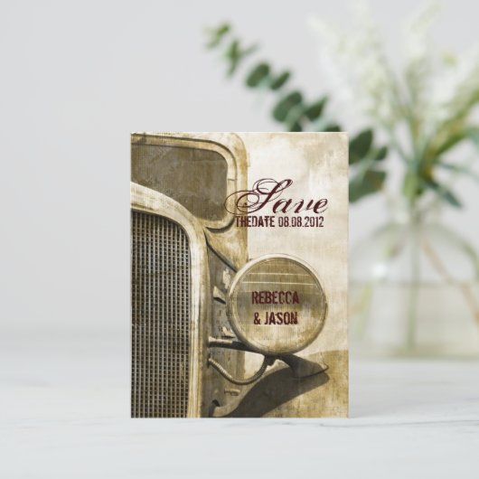 トラッ素朴ク西部の農場の結婚式の日付を保存 案内ポストカード (スタンド正面)