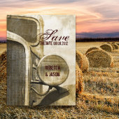 トラッ素朴ク西部の農場の結婚式の日付を保存 案内ポストカード