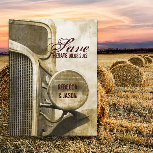 トラッ素朴ク西部の農場の結婚式の日付を保存 案内ポストカード