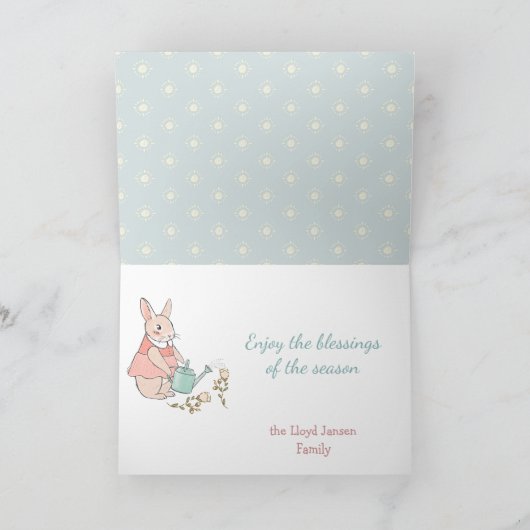 トラディショナルなウサギとヒナのイースター カード (内部)