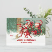トラディショナルなサンタのエルフ カスタム メリークリスマス シーズンカード (スタンド正面)