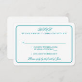 トラディショナルなターコイズとホワイトの結婚式 出欠返信 出欠カード (正面/裏面)