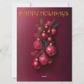 トラディショナルなボルドーレッドとゴールドのハッピーホリデー シーズンカード (裏面)