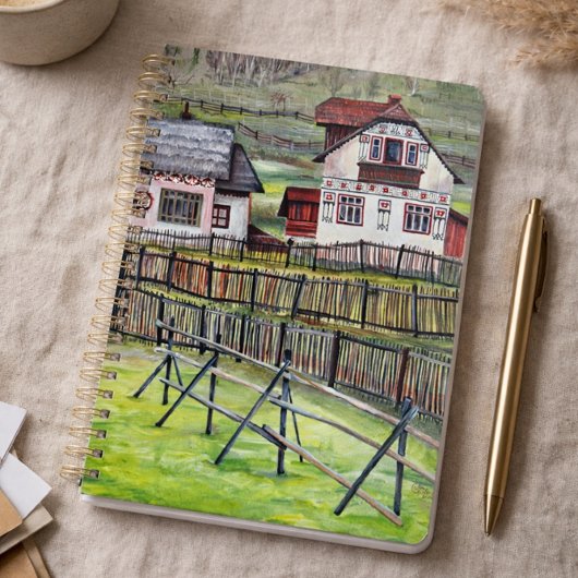 トラディショナルなルーマニアの村の手描き壁画 プランナー手帳