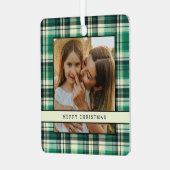 トラディショナルグリーンプレイド2フォトクリスマスツリー メタルオーナメント (正面左)