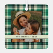 トラディショナルグリーンプレイド2フォトクリスマスツリー メタルオーナメント (裏面)