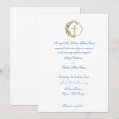 トラディショナル ウェディング 招待状 木製 十字架 花 (正面/裏面)