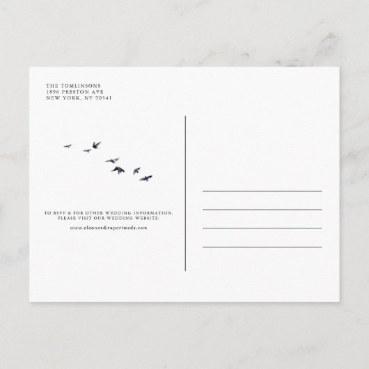 トラディショナル ウォーターカラー イングリッシュ マナー ウェディング インビテーションポストカード (裏面)