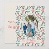 トラディショナル グリーン＆レッド グランド ミレニアル パターン 招待状 (正面/裏面)