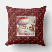 トラディショナル サンタ ルドルフ クリスマス 枕カバー クリスマスの飾り クッション (正面)