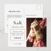 トラディショナル＆シック  フォト インドウェディング 感謝 ポストカード (正面/裏面)