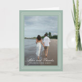 トラディショナル セージグリーン フォト タイムレス ウェディング サンキューカード (正面)