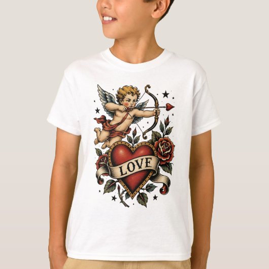 トラディショナル タトゥーハート Tシャツ (正面)