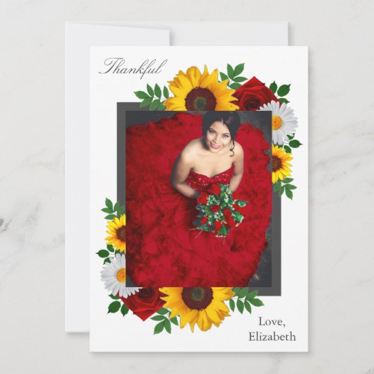 トラディショナル フローラル ブライダル シャワー サンキューカード (正面)