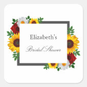 トラディショナル フローラル ブライダル シャワー スクエアシール (正面)