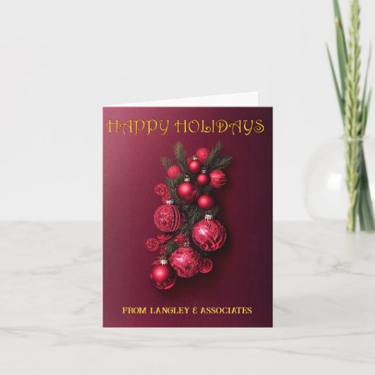 トラディショナル ボルドー ハッピー ホリデー オーダーメイド シーズンカード (正面)