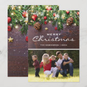 トラディショナル ラスティック クリスマス ホリデー フォト (正面/裏面)