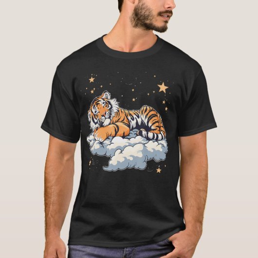 トラネコ寝てる雲の上 Tシャツ (正面)