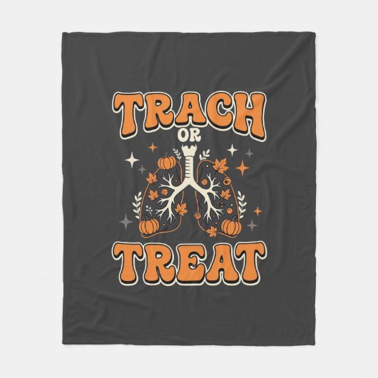 トラハロウィン気道デザイン フリースブランケット (正面)