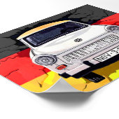 トラバントの車とドイツ国旗、ベルリンの壁 ポスター (角)