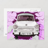トラバントカー&ピンク/薄紫ベルリンウォール ポストカード (正面/裏面)