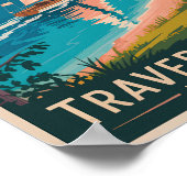 トラバースシティミシガンイラストレーショントラベルアート ポスター (角)