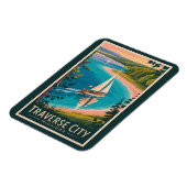 トラバースシティミシガンイラストレーショントラベルアート マグネット (左側)