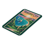 トラバースシティレイクミシガンイラストレーショントラベル マグネット (左側)