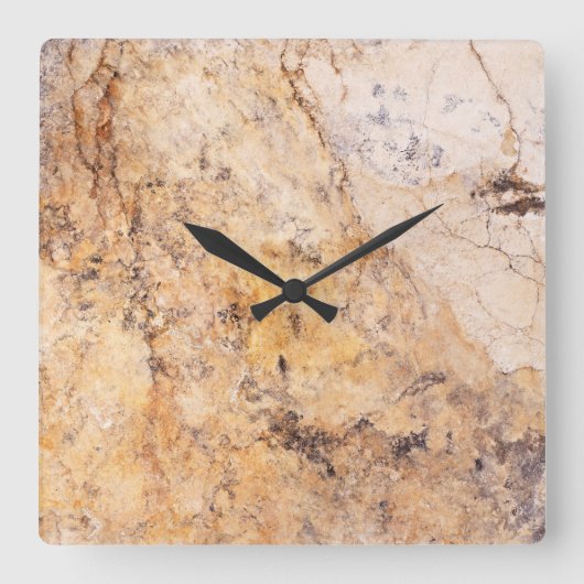 トラバーチンストーン模様アクリル壁時計 スクエア壁時計 (正面)