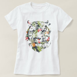 トラピカルパターンのキュートなTシャツ - タイガー Tシャツ